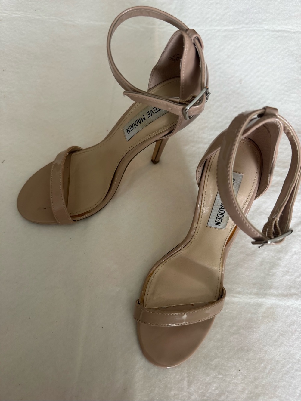 Steve Madden Blush Patent Ankle-Strap Stiletto Heels